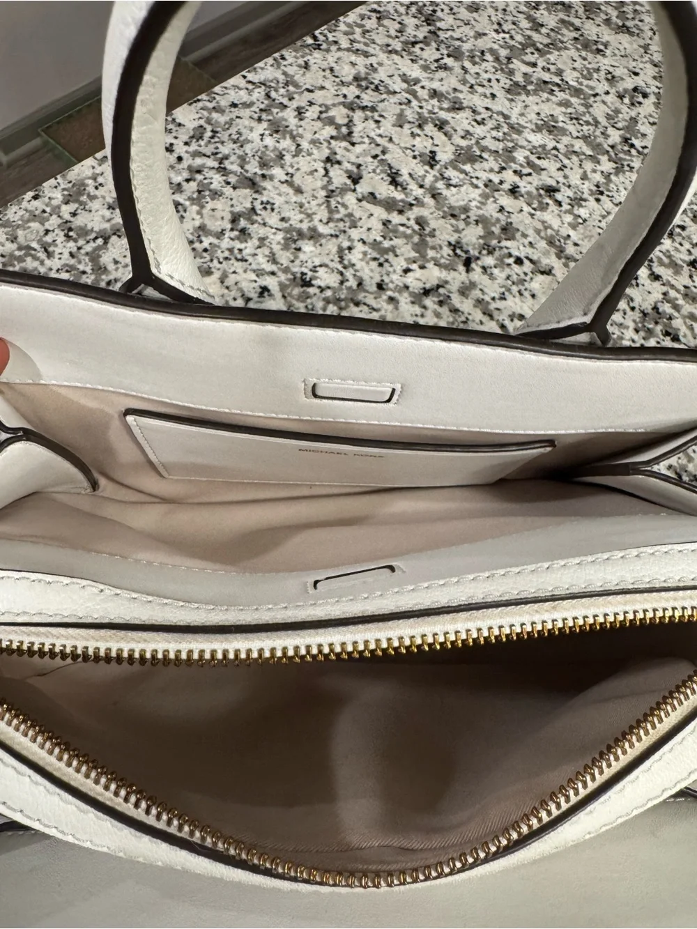 Michael Kors White Laila Small Satchel with Gold Accents